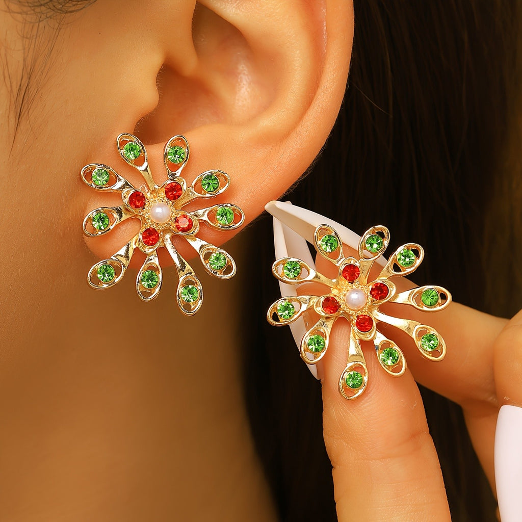 Regal Floral Gemstone Stud Earrings