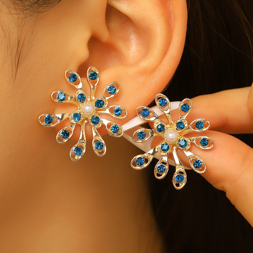 Regal Floral Gemstone Stud Earrings