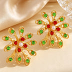 Regal Floral Gemstone Stud Earrings