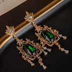 Regal Green Gemstone Drop Earrings