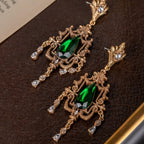 Regal Green Gemstone Drop Earrings