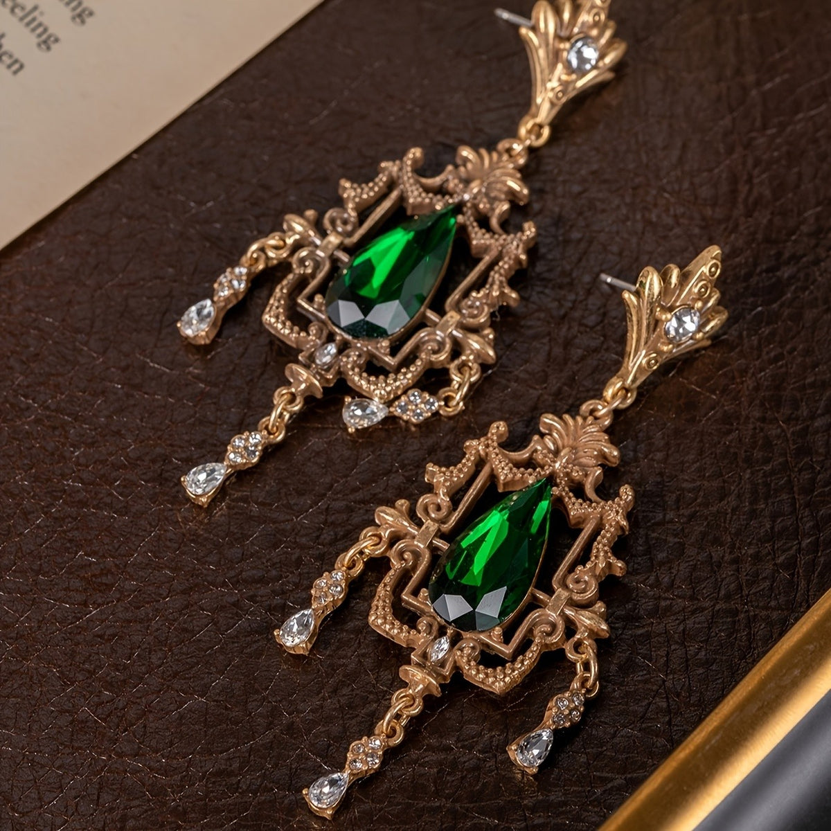 Regal Green Gemstone Drop Earrings
