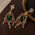 Regal Green Gemstone Drop Earrings