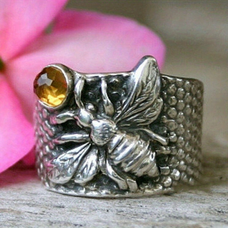 Boho Bee Gemstone Statement Ring