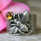 Boho Bee Gemstone Statement Ring