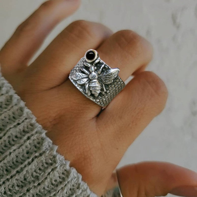 Boho Bee Gemstone Statement Ring