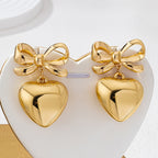Leopard Print Bow Heart Drop Earrings