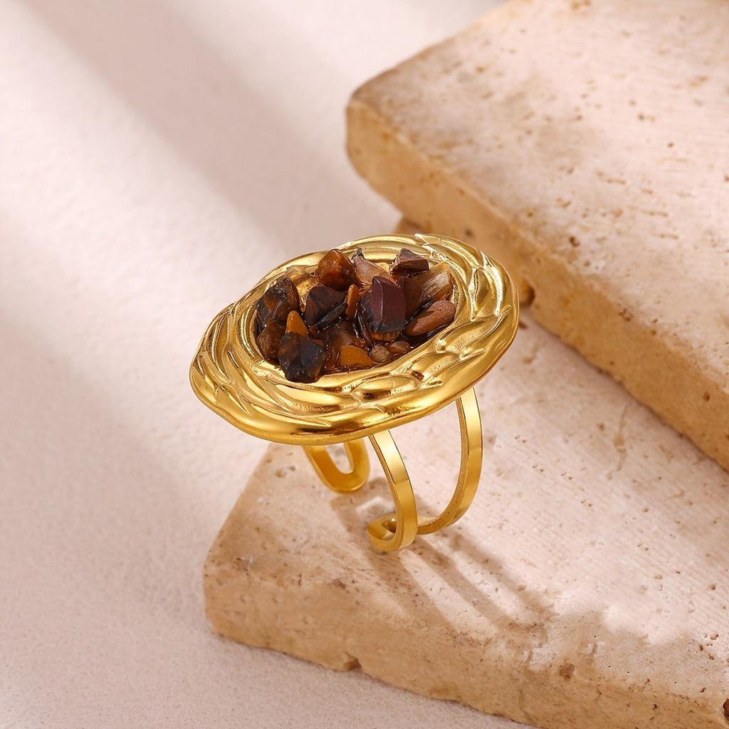 Earthy Mosaic Oval Ring