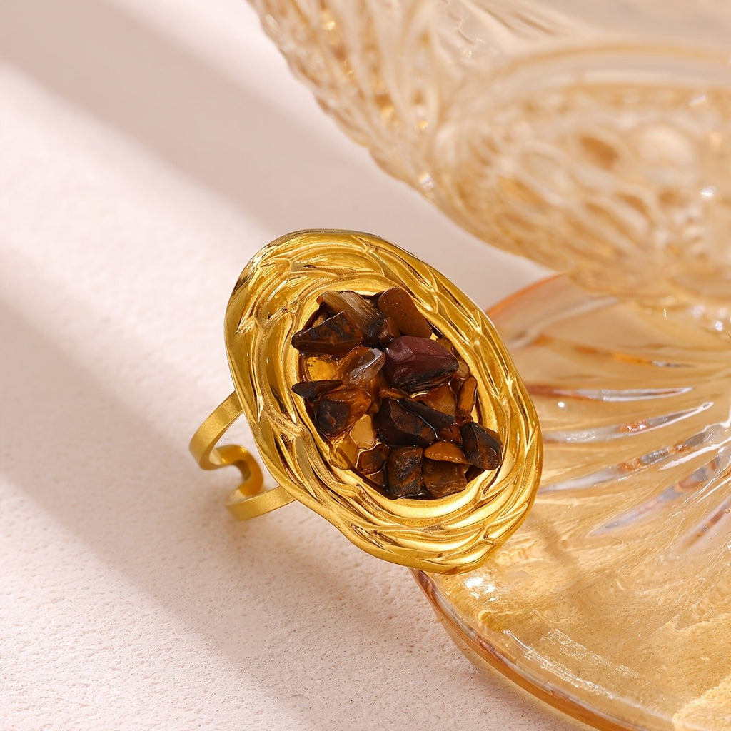 Earthy Mosaic Oval Ring