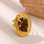 Earthy Mosaic Oval Ring