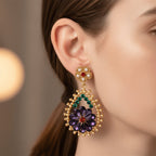 Regal Purple Floral Drop Earrings
