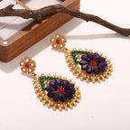 Regal Purple Floral Drop Earrings