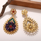 Regal Purple Floral Drop Earrings