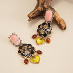 Ornate Floral Heart Drop Earrings