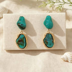Whimsical Teal Stone Drop Earrings