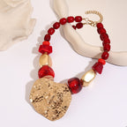 Bold Red Bead Statement Necklace
