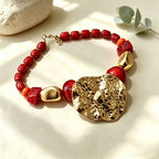 Bold Red Bead Statement Necklace