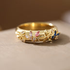 Elegant Floral Leaf Gemstone Ring