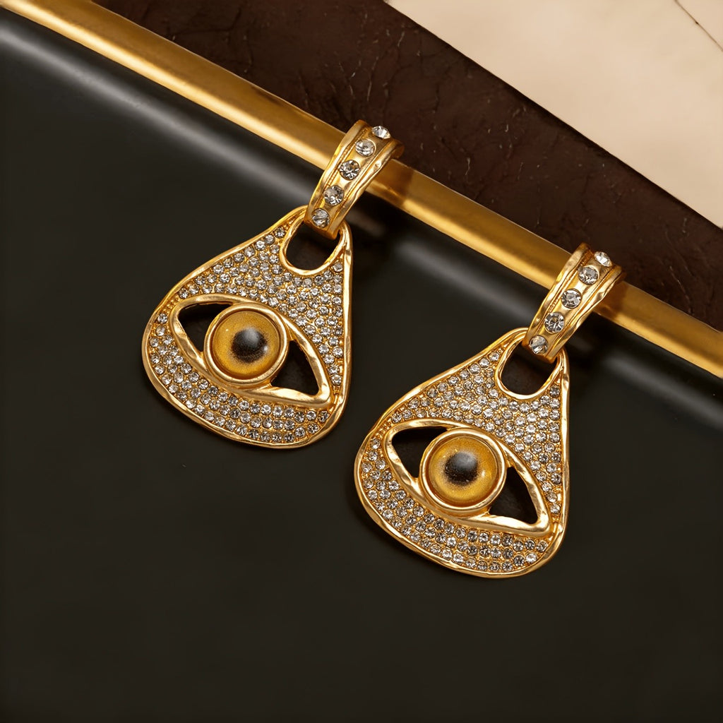 Whimsical Eye Pave Drop Earrings