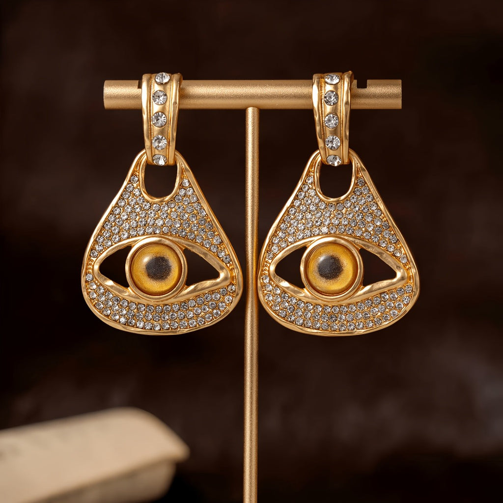 Whimsical Eye Pave Drop Earrings
