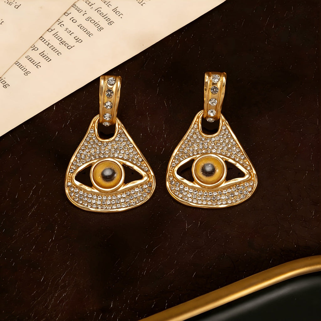 Whimsical Eye Pave Drop Earrings