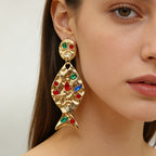 Boho Mosaic Fish Drop Earrings
