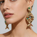 Boho Mosaic Fish Drop Earrings