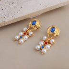 Boho Pearl Cluster Drop Earrings