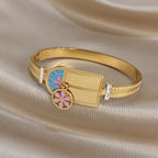 Boho Floral Enamel Bangle Bracelet