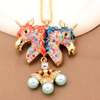Whimsical Rainbow Unicorn Pearl Necklace
