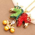 Whimsical Rainbow Unicorn Pearl Necklace
