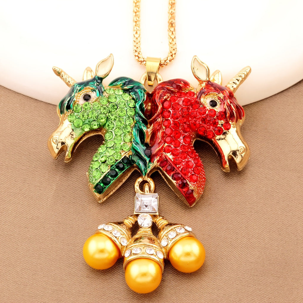 Whimsical Rainbow Unicorn Pearl Necklace