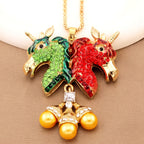 Whimsical Rainbow Unicorn Pearl Necklace