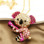 Playful Crystal Koala Pendant Necklace