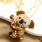 Playful Crystal Koala Pendant Necklace