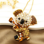 Playful Crystal Koala Pendant Necklace