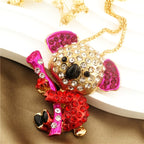 Playful Crystal Koala Pendant Necklace