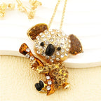 Playful Crystal Koala Pendant Necklace