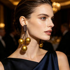 Vintage Wood Bead Drop Earrings