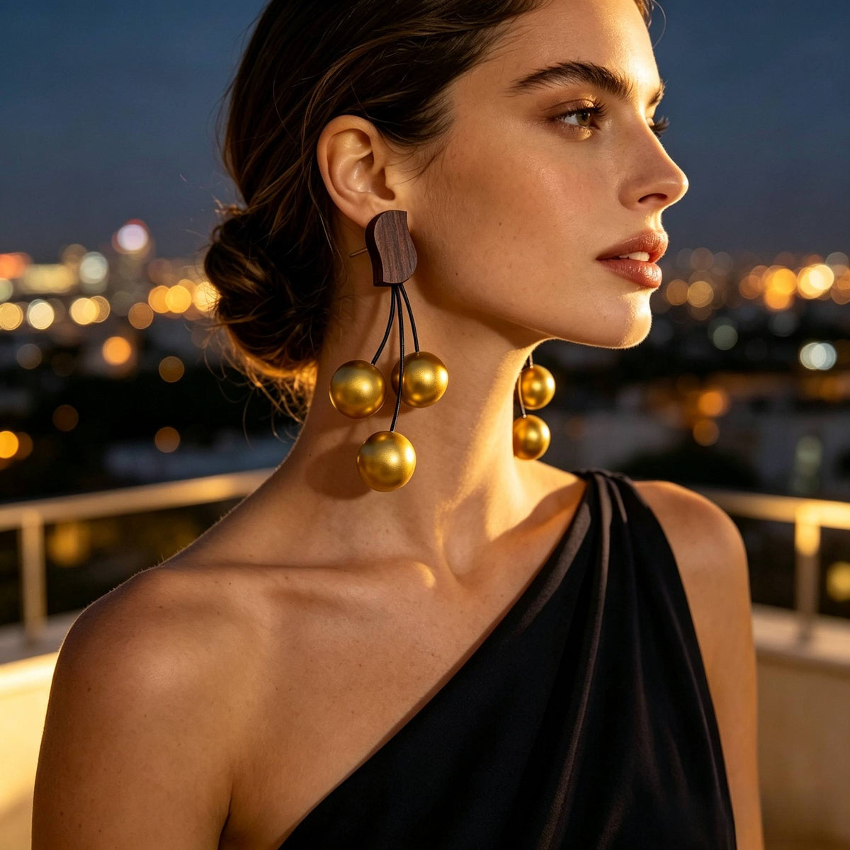 Vintage Wood Bead Drop Earrings