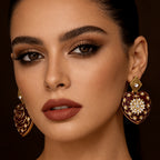 Burgundy Heart Filigree Drop Earrings