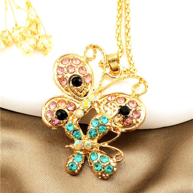 Whimsical Rainbow Butterfly Necklace