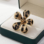 Bold Leopard Floral Statement Ring