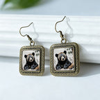 Vintage Bear Glass Drop Earrings