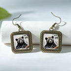 Vintage Bear Glass Drop Earrings