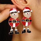 Whimsical Santa Pearl Drop Earrings