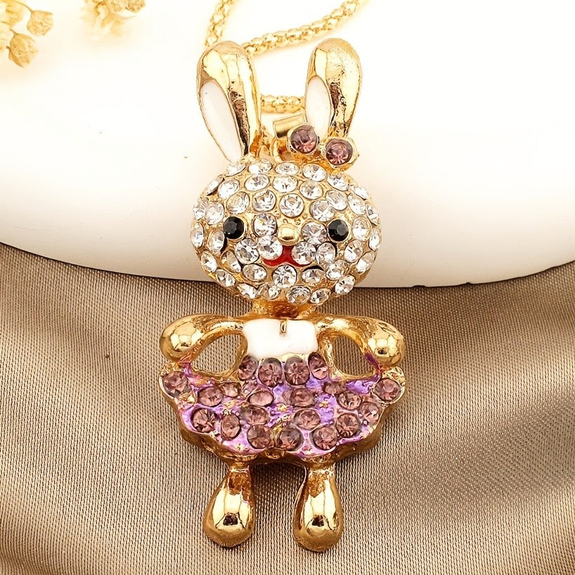 Coquette Crystal Bunny Necklace