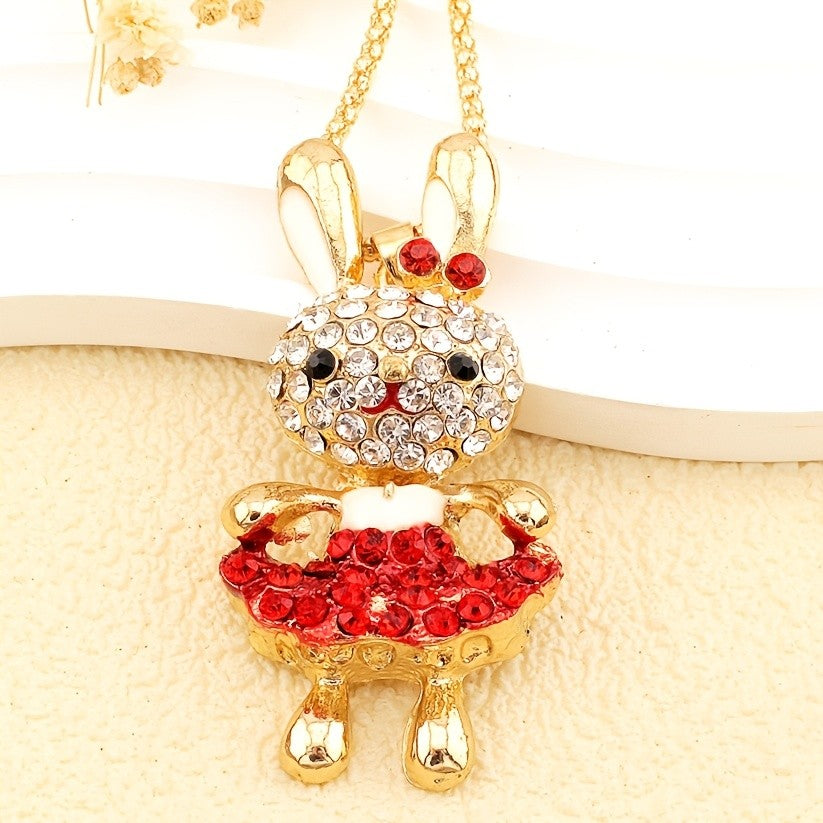 Coquette Crystal Bunny Necklace