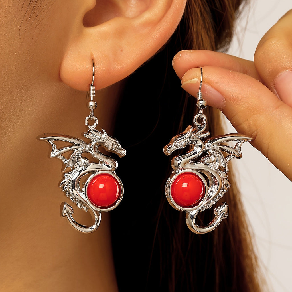 Gothic Dragon Drop Earrings