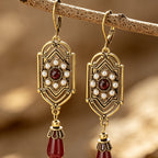 Vintage Red Teardrop Dangle Earrings